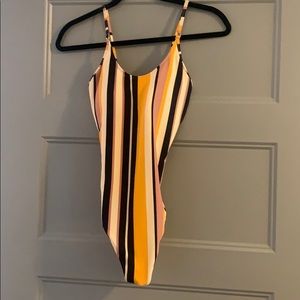 Striped one piece swimsuit